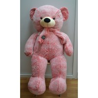Розовый мелированный медведь с шарфом 110 см